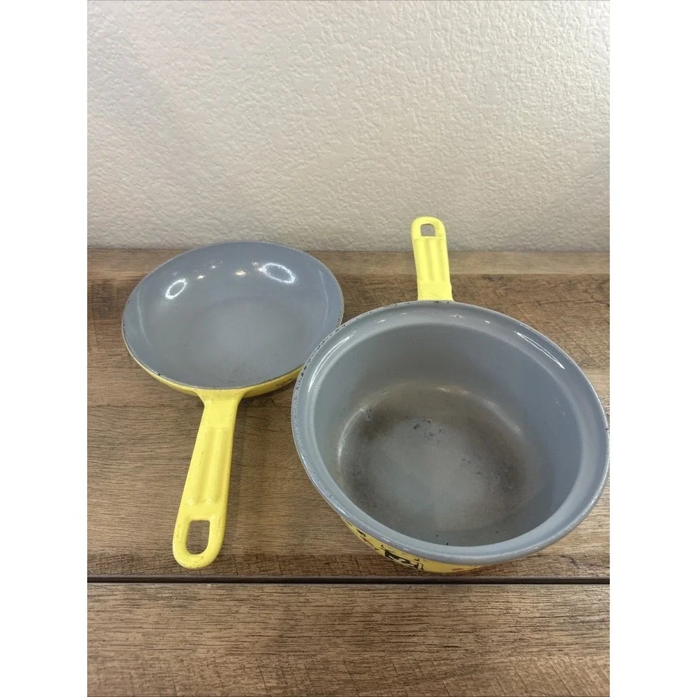 1950's Descoware Robert Markley / Enamel  Coated Cast Iron Pot‎ and Pan